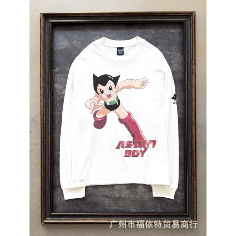 Mens Streetwear Long Sleeve T-Shirt Vintage Graffiti Print Loose Fit Teens
