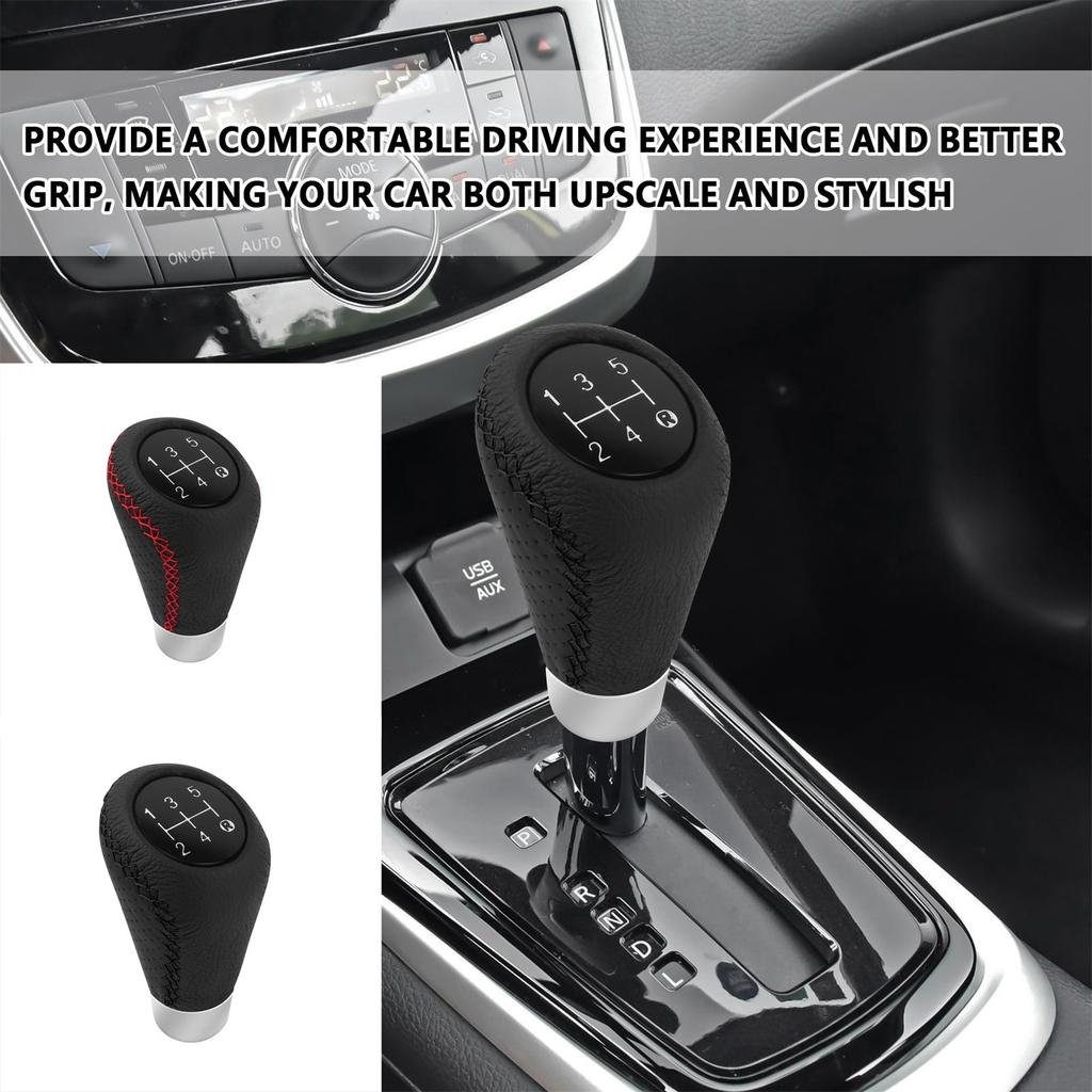 Car Gear Knob With 4 Adaptive Parts,Leather 5 Speed Knobs For Replacement Broken Knobs,Universal Non-Slip Manual Knob Car Interior