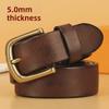 Handmade Retro Men's Thickened Leather Belt with Copper Pin Buckle - Genuine Cowhide, Soft, Durable, and Extra Long for Workwear.