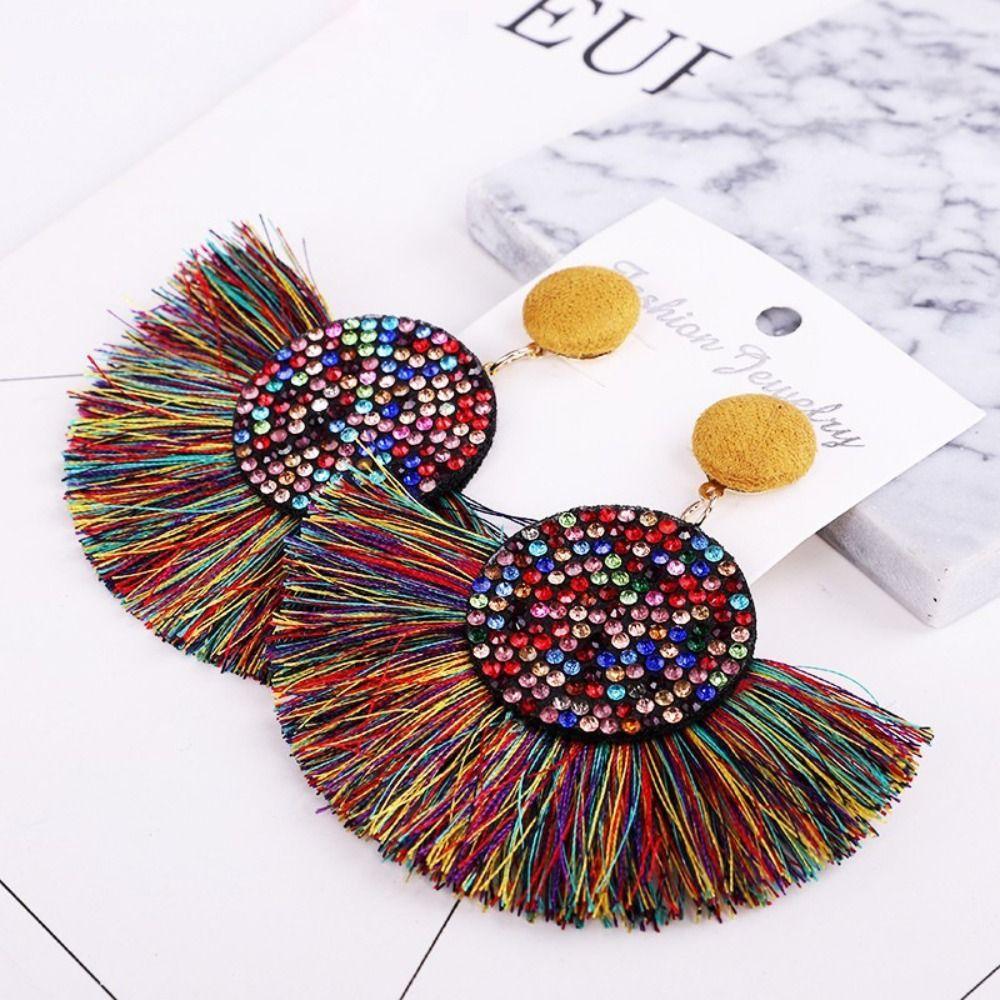 Circular Tassel Earrings Charm Geometric Fringe Earrings Fashion Big Earrings  Valentine's Day