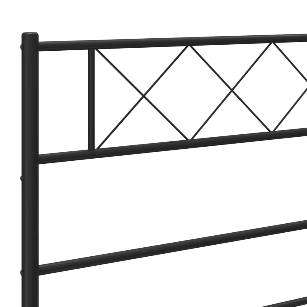Metal Bed Frame with Headboard Black 140 x 200 cm