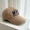 American retro NYC letter embroidery soft top baseball cap men's and women's spring and summer sun protection visor showing face small cap