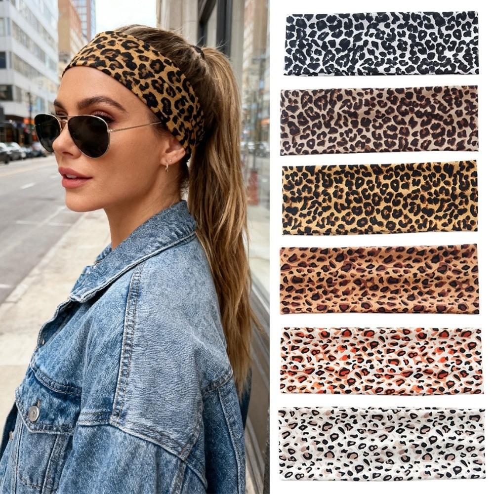 High Elasticity Leopard Print Headband Sweat Absorbing Wide Brim Headband New Yoga Headband Sports