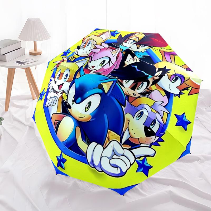 1pc Sonic the Hedgehog Auto Open/close Umbrella, Portable Travel Umbrella, Everyday Use - Outdoor Accessory, Artistic Pattern, Compact Design, Fashion