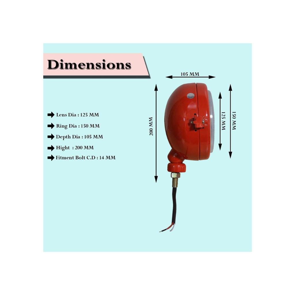 APSMOTIV Headlights+Butler with 12v Bulb for David Brown 700 800 900 1200 Massey Ferguson Tractor 35 35X 65 765 IH Tractor B250 B275 B414 B444 (Red)