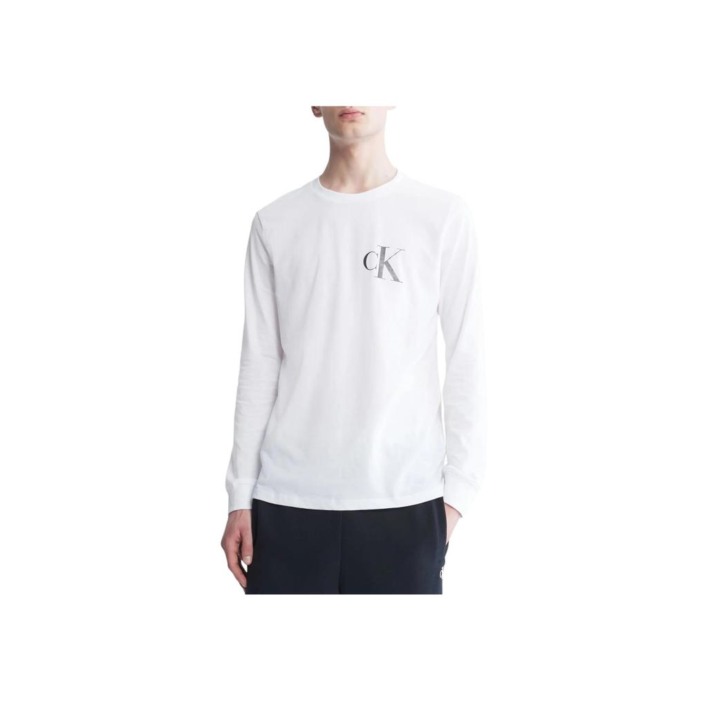 Calvin Klein Ss23 Однотонная футболка с круглым вырезом и длинным рукавом, мужские топы, белая 40HM826-540