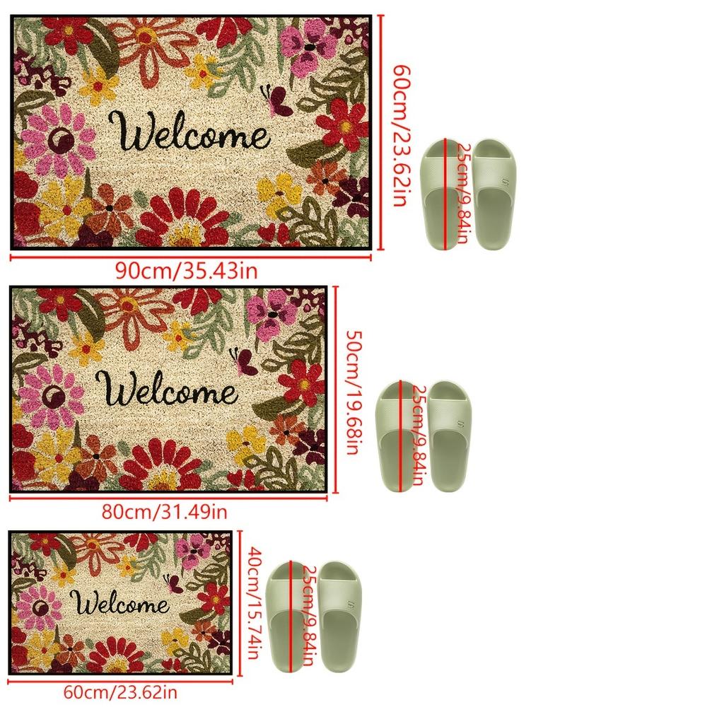 Garden Style Beautiful Flower Carpet Doormat Welcome Mat Easy Clean Living Room Carpet Rug for Bedroom Home Decoration