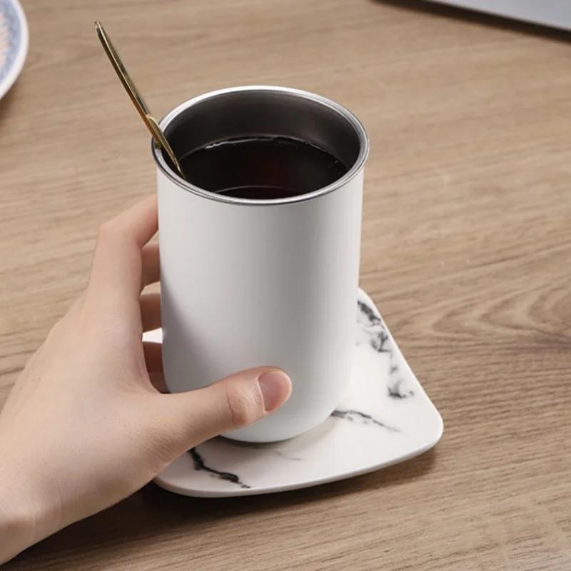 300ML Double-layered Insulated Espresso Cup with Lid Stainless Steel Inner Thermos Cup Leak-proof Portable Outdoor Travel Cup