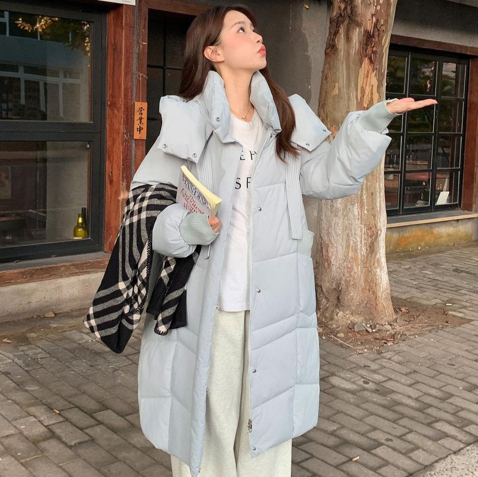 Dopamine cotton-padded clothes women's winter loose casual hooded long over-knee bread clothes warm thick cotton-padded jacket