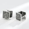 Vintage Ethnic Thai Copper Square Hoop Huggie Earrings for Women Men Chic Pattern Square Earring Hip Hop Rock Rap Cool Jewelry