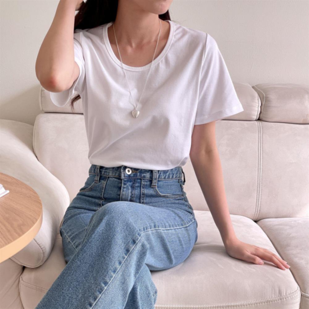 New Arrivals Open Run Round Neck CoTTon T shirT