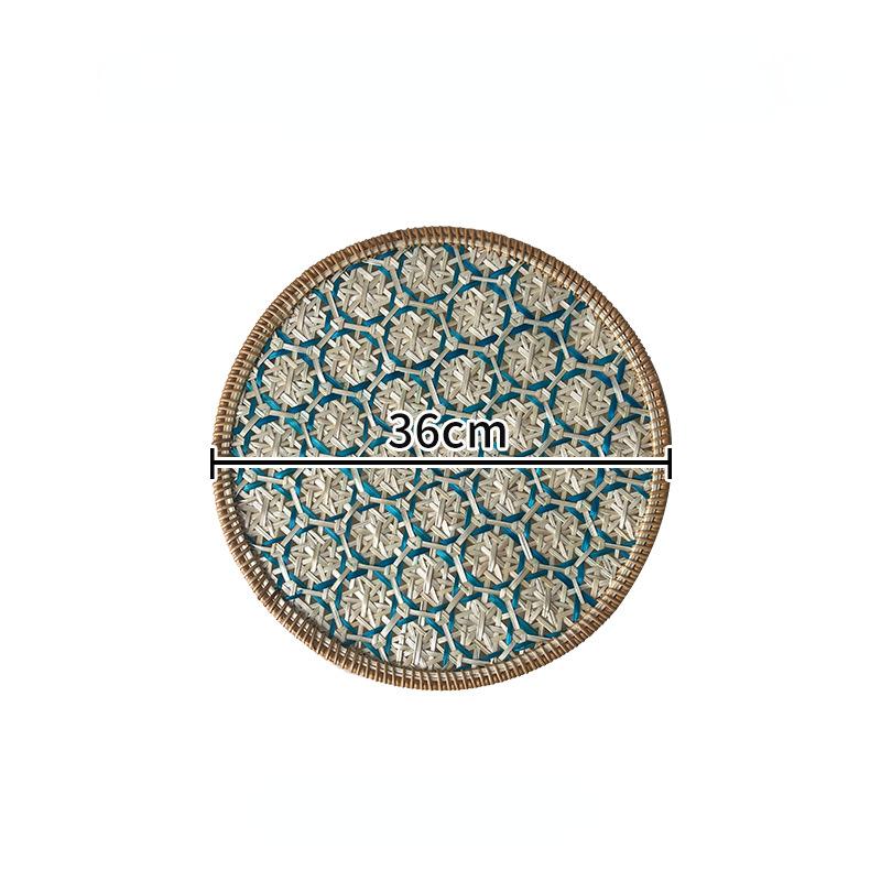 Rattan and Bamboo Woven Handmade Retro Characteristic Woven Colorful Tea Coaster Round Anti-scalding Heat Insulation Pad