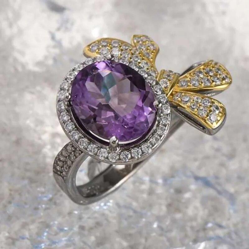 Sace Gems Роскошные кольца из стерлингового серебра 925 пробы с изменяемым размером, кольца с натуральным аметистом для женщин, обручальные, коктейльные, вечерние, изящные ювелирные изделия, подарок