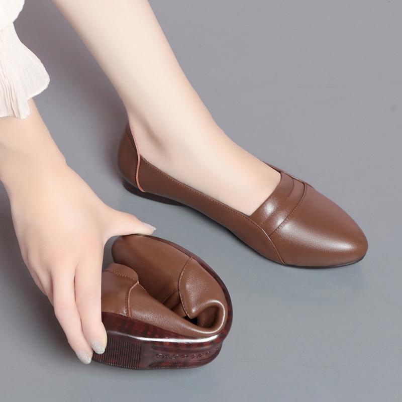 Обувь для мам, женская весенняя обувь из натуральной кожи на плоской подошве, нескользящая женская обувь большого размера на мягкой подошве