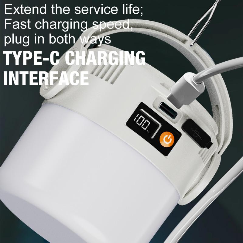 Портативный светодиодный кемпинговый фонарь на солнечной батарее с аккумулятором и зарядкой Type-C