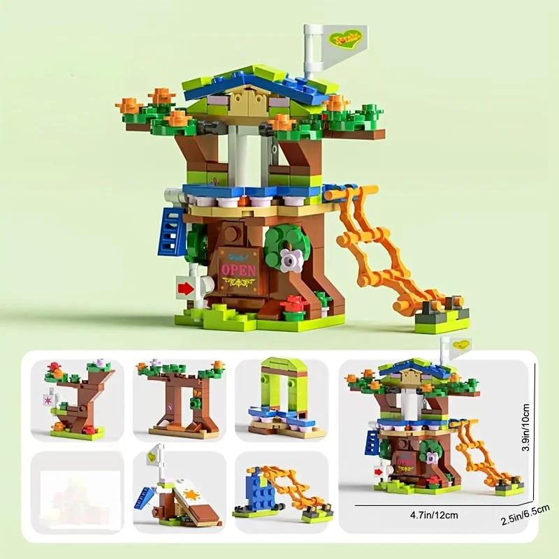 152PCS 6 In 1 Tree House Model Small Size Building Blocks Bricks Kids Toys for Girl Gift