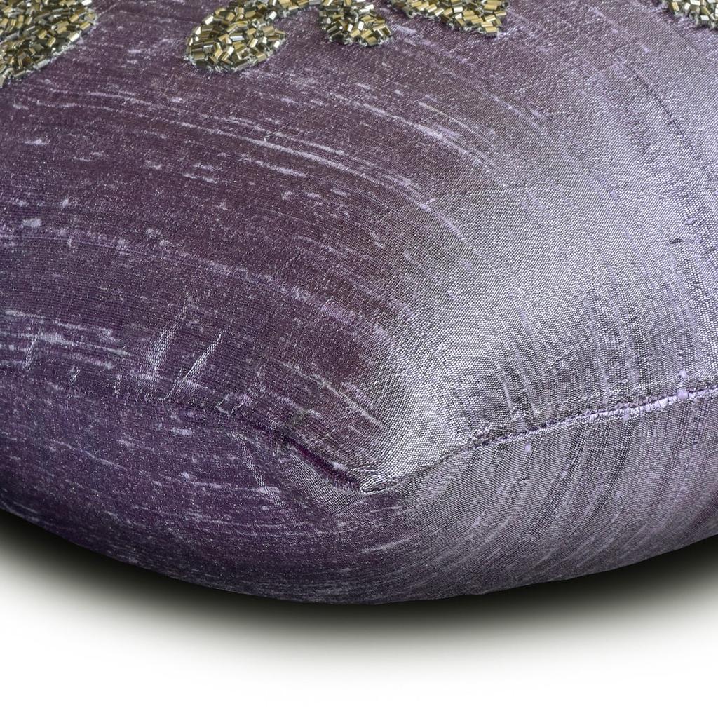 The HomeCentric Custom Purple Pillow Cases Silk Beaded & Damask Throw Pillows Cover For Sofa Abstract Contemporary Style Easter - Damask Silk Purple