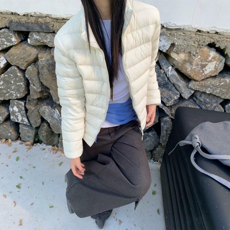 Womens Lightweight Down Jacket Short Puffer Coat Stand Collar 90% White Duck Winter 2026