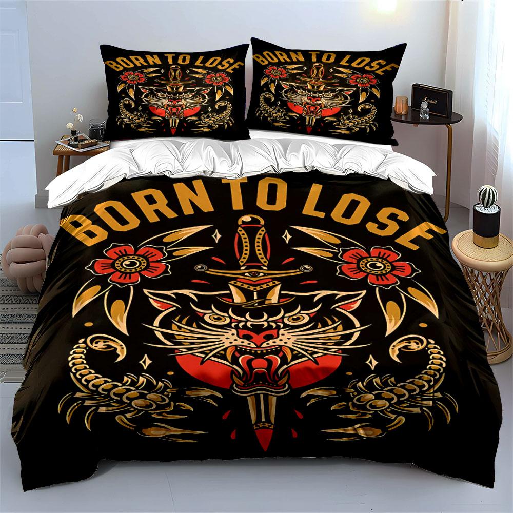 Tiger, dagger, scorpion, flowers. Bedding sets Duvet cover sets Duvet covers Pillowcases(1 * Duvet Cover 2 * Pillowcases without duvet insert)