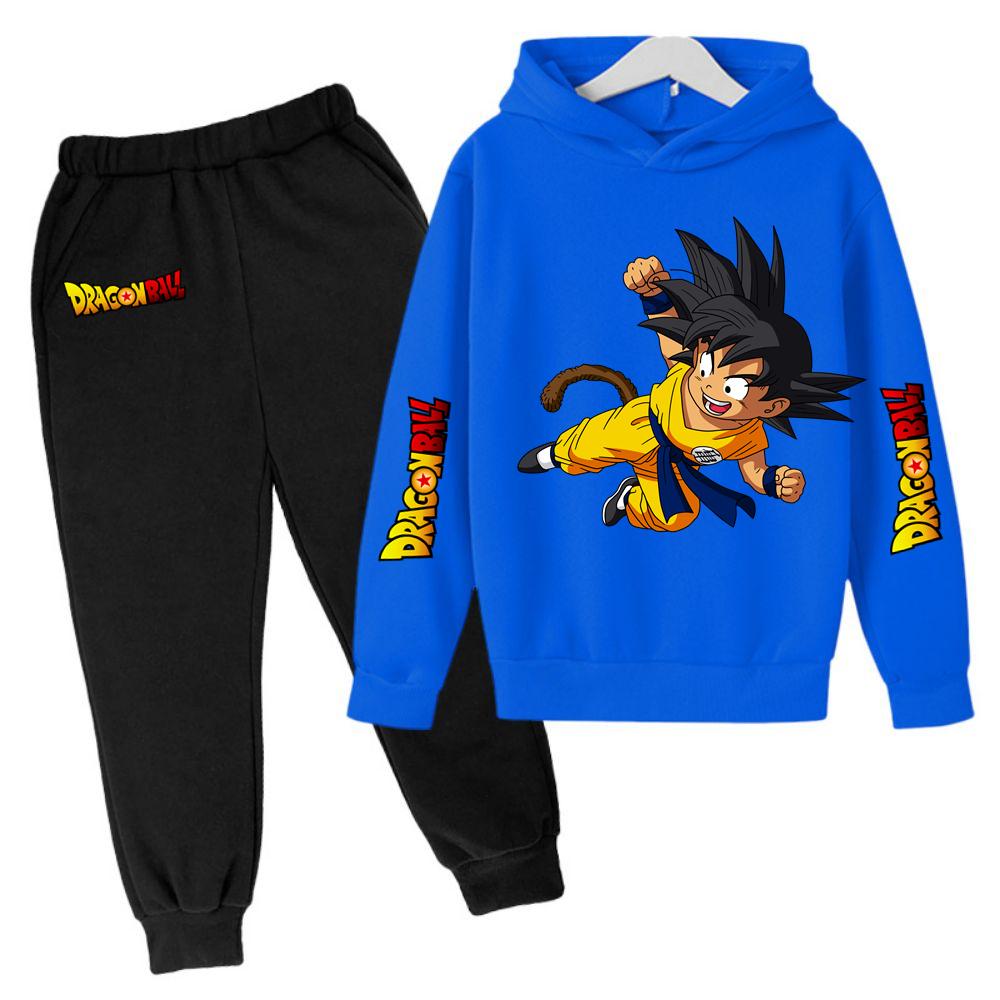 2025 MINISO New Winter Dragon BallHoodies+panrts Kids Clothes Boys Goku Sets for Children Sizes 100-160 Street Suit Kawaii Fashion Tops Anime