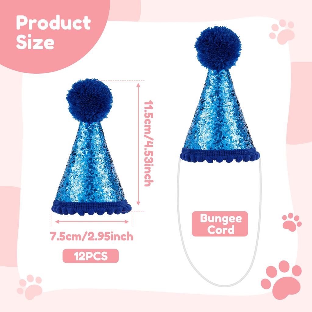 12Pcs Mini Dog Cat Hat Birthday Party Hat Puppy Cap Creative Kitten Cap Costume Accessories for Pet Birthday Party Decor