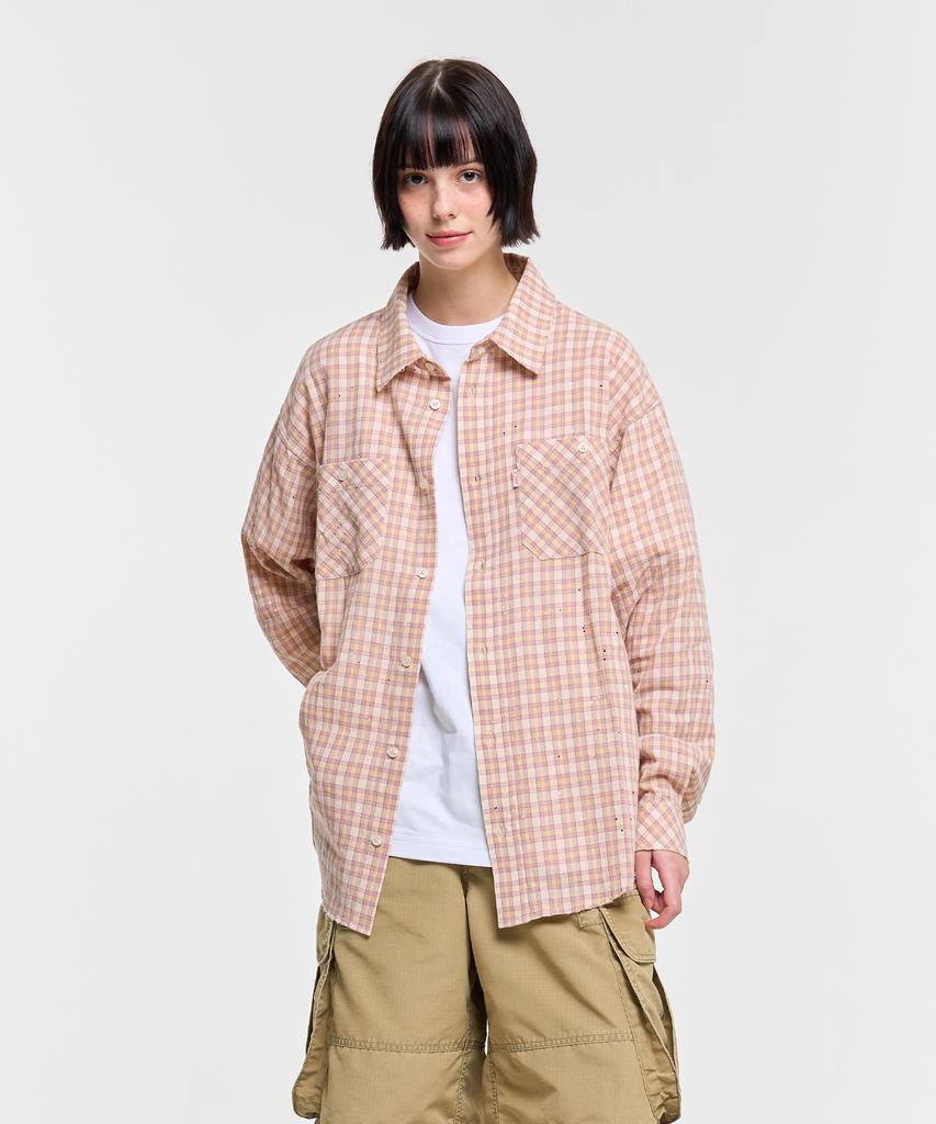 AECA Painted Check Shirt-Pink