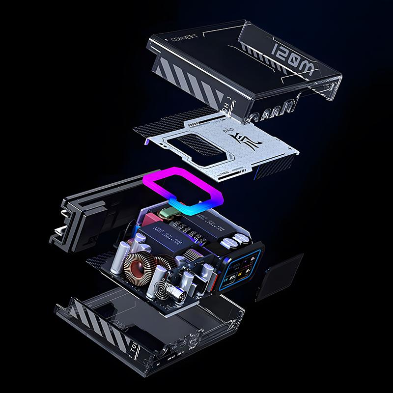 Новая версия Redmagic DAO 150W GaN зарядное устройство супербыстрый зарядный адаптер RGB световые эффекты 4-портовая зарядная станция