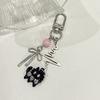 Y2K Stylish Black Cat Bow Keychain Ins Style Beaded Keyring Bag Pendant Decoration Earphone Camera Charm Car Key Accessories