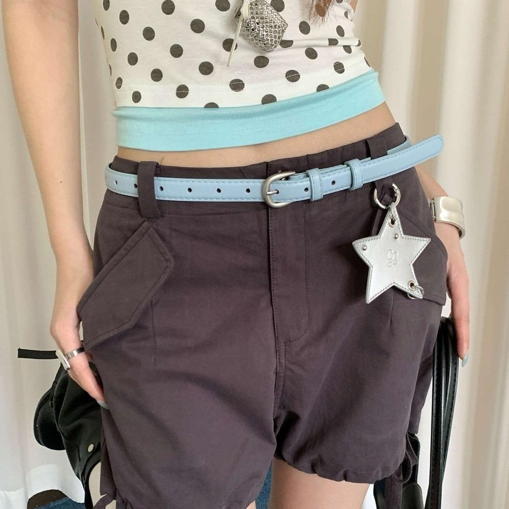 Pink Leather Belt Slim Design Skinny Belt Trendy Waist Belt Casual Wear