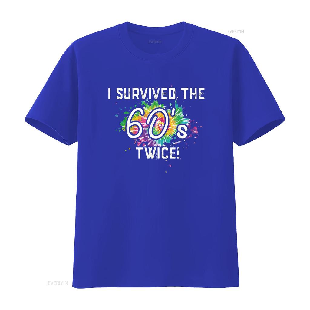 I survived the 60s twice T Shirt vintage Washed designer clothes Breathable homme Versatile graphic Slightly streetwear Unisex
