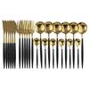 Gold Cutlery Set 24 Piece Tableware Sets Dishes Knives Spoons Forks Stainless Steel Dinnerware Set
