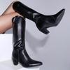 Women's Boots Knee High Retro Fashion Boots Square Heel New Winter Products with European and American Style Fashion Women Shoes