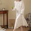 Nightdress Women Sweet Autumn Cotton Long-sleeved Pajama Palace Long Princess Style Home Clothes Chic Midi Dress