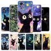 Чехол для телефона Xiaomi Redmi Note 14 13 12 5G 9 8 10 11 Pro Plus 4G 9T 13C 12C 10C 9C 9A Крышка Художественный Черный Кот Звездная Ночь
