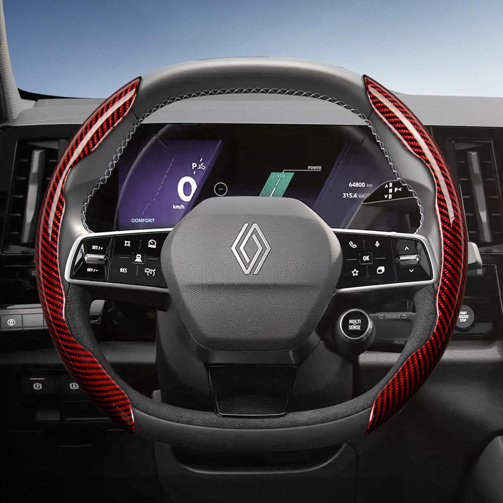 EXHN9 Подходит для Renault Рулевое колесо с текстурой под карбон, сегментированный дизайн с быстрым снятием Sandero Clio Duster