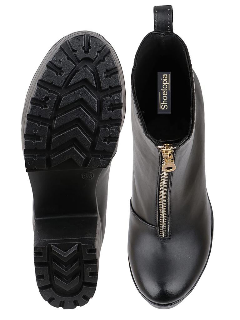 Shoetopia Женские короткие ботильоны на массивном каблуке с нескользящей подошвой, удобные модные ботильоны на щиколотку | Мягкая амортизирующая подошва | Для повседневной носки, вечеринок и зимы