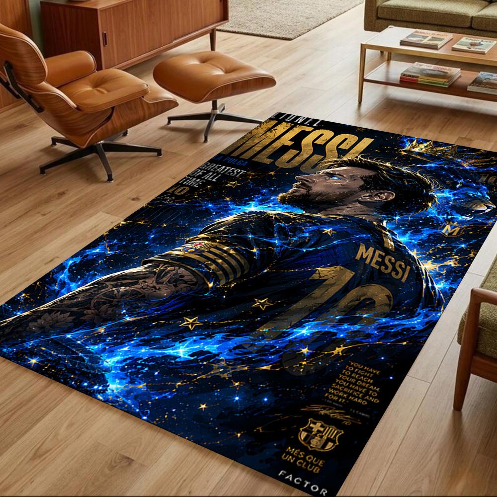 Lionel Messi Soccer Legend Carpet Design for Game Room Entryway Outdoor Study room Antislip Carpet Decorate Offices