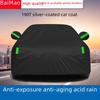 Black 190T Silver-Coated Car Cover for Rain and Sun Protection with Reflective Strip