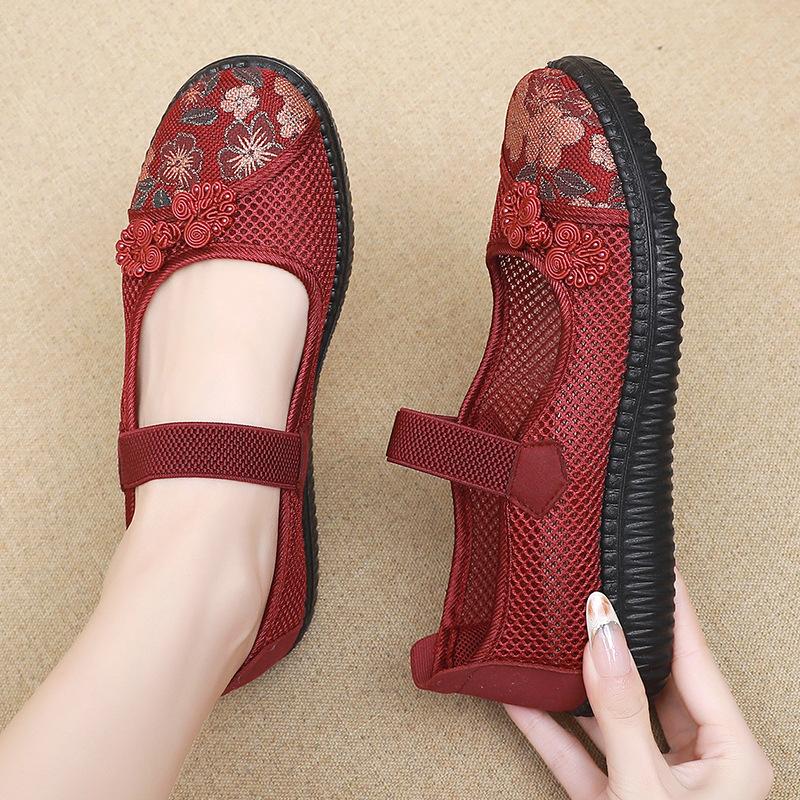 Тканевая обувь Мягкая подошва Женская обувь Для среднего и пожилого возраста Нескользящая Одинарная обувь Пожилая женщина Лето Обувь для пожилых женщин