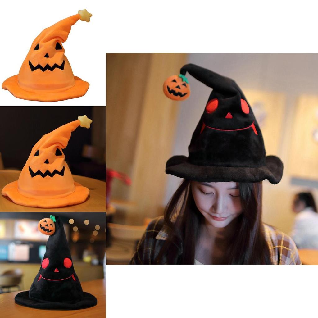 Хэллоуин Электрическая Тыква Шляпа Эльфа Фестиваль Привидений Вечеринка Костюм Плюшевая Игрушка Желтый 30*30*40см Черный 30*30*40см