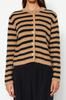 Women's Fashion Stylish Cardigan Navy Blue Soft Textured Striped Jacket Look Knitwear Cardigan