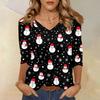 Women's T Shirt CHristmas Print 3/4 Sleeve Daily Weekend Fashion Basic V- Neck Regular Top