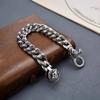 Six-Character Mantra Silver Bracelet 18/20/22CM Retro Hip Hop Skull Chain Men's Birthday Party Engagement Style Jewelry Gift