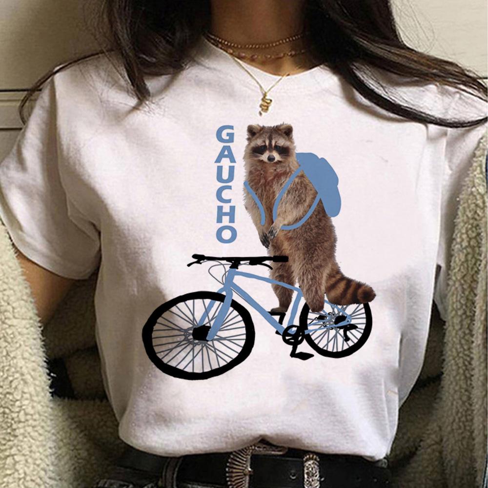Racoon top women designer streetwear t shirt girl y2k 2000s clothing