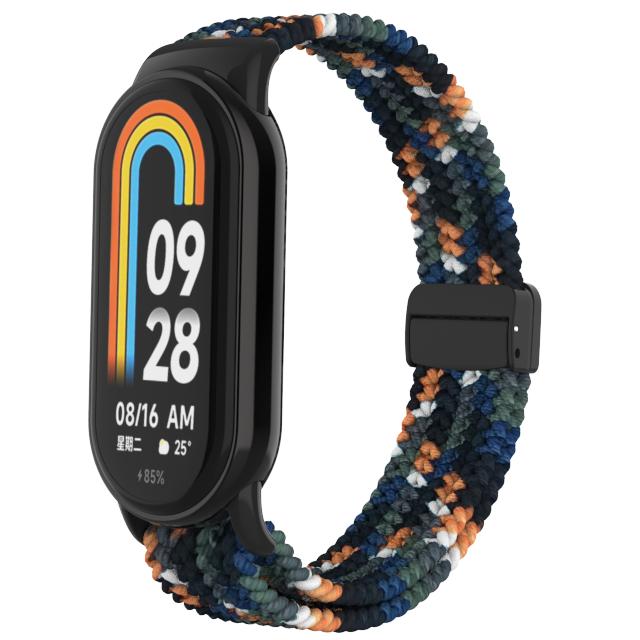 Плетеный ремешок для Xiaomi Mi Band 8, эластичная нейлоновая петля Solo, регулируемый ремешок для часов, браслет с магнитной пряжкой для Miband 8, NFC