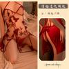 Sexy lingerie women's butterfly embroidery sexy retro cheongsam wind uniform temptation nightdress plus size perspective