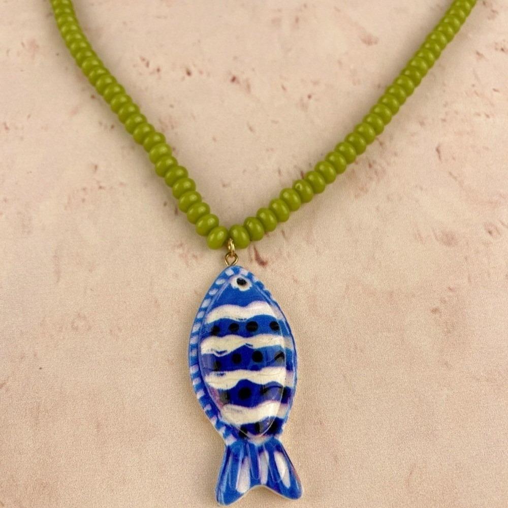 Exaggerated Colorful Pendant Neck Chain Bohemian Style Tropical Theme Neck Jewelry Summer Wear