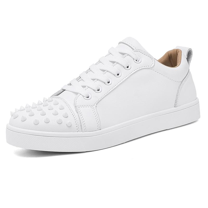 Fashion Fashion Rivet Shoes Men Street White Low-cut Casual Sneakers Man Trendy Leather Outdoor Men's Skateboard Shoes Tenis Masculino