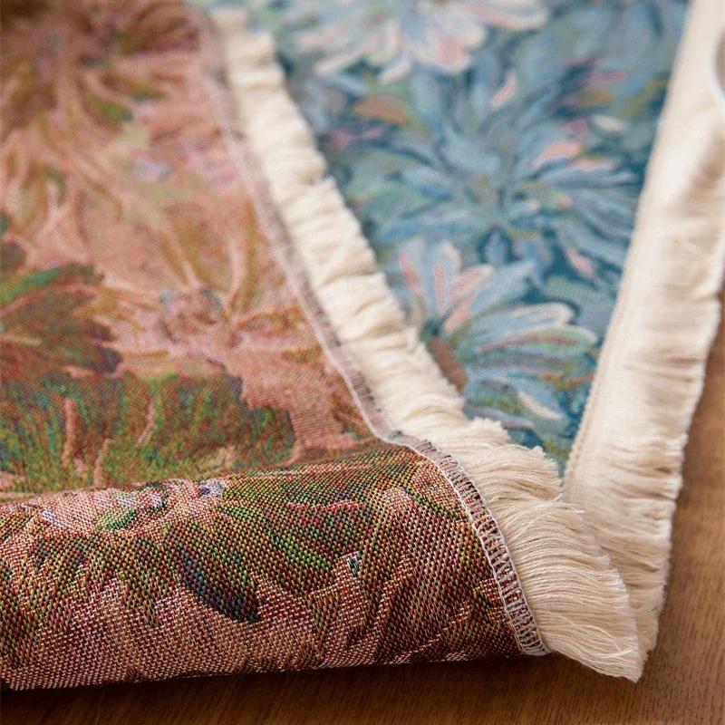 Vintage Table Runner Farmhouse Decor Oil Painting with Tassels Bohemian Sideboard for Autumn Farmhouse Thanksgiving Christmas