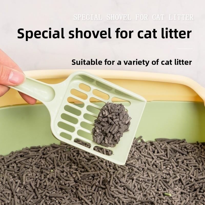 Plastic Cat Litter Scoop Hollow Design Pet Cleaning Shovel Long Handle Cat Sand Scooper